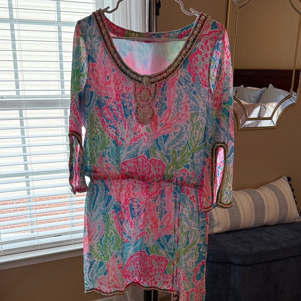 Lilly Pulitzer Linen Beaded Dress size M 🦄